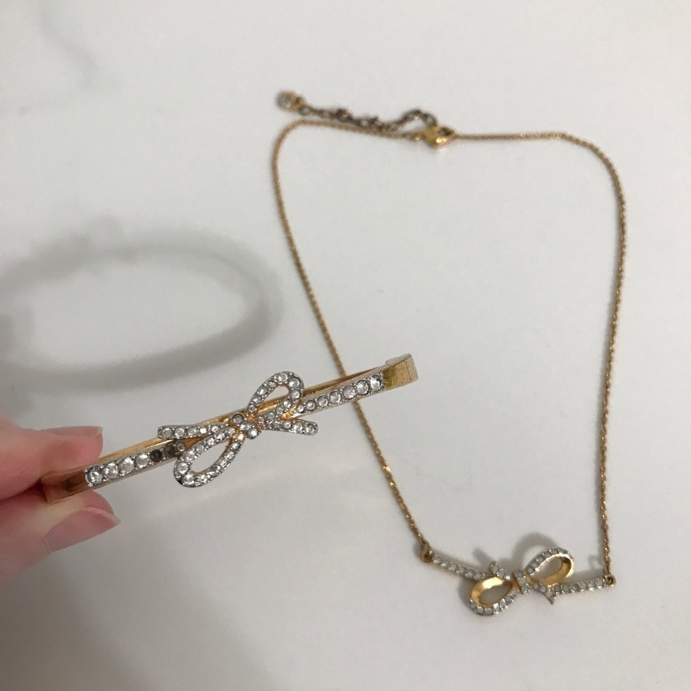 Swarovski Necklace and Bracelet Set, Crystal Bow